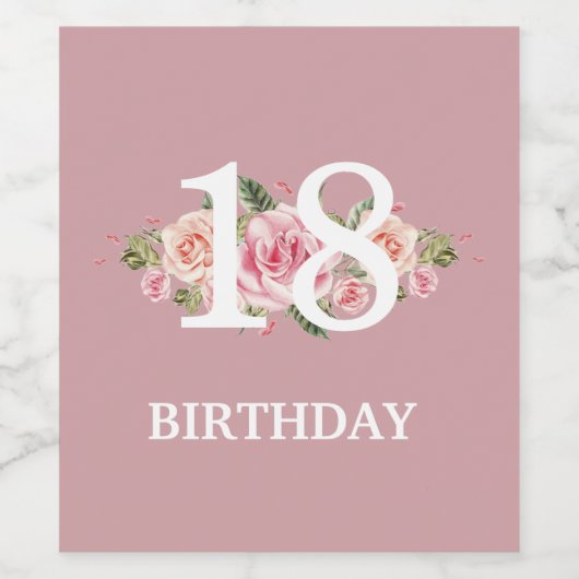 18e verjaardag wijn etiket (Enkel label)