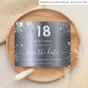 18e verjaardag zilveren glitter budget save the da flyer