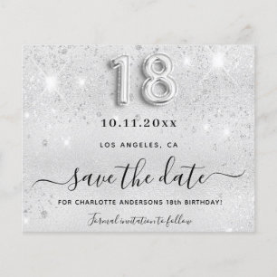 18e verjaardag zilveren glitter budget save the da flyer