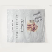 18e verjaardag zilveren glitter foto welkom wandkleed (Voorkant (horizontaal))
