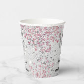 18e verjaardag zilverroze glitter naam papieren bekers (Rechts)