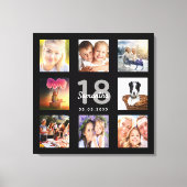 18e verjaardag zwart foto collage naam canvas afdruk (Voorkant)