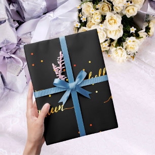 18e verjaardag zwart goud hallo 18 typografie cadeaupapier