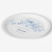 18e Verjaardagsfeest Blauw Roos Bloemen Custom Papieren Bordje (Gekanteld)