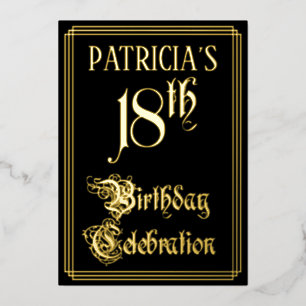 18e verjaardagsfeest — Fantasie schrift en eigen n Folie Uitnodiging