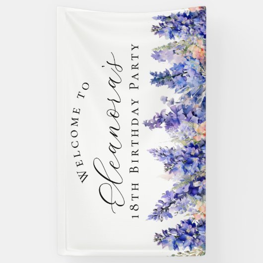 18e Verjaardagsfeest Juli Geboorte Bloem Welkom Spandoek (Verticaal)