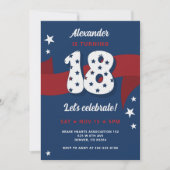 18e Verjaardagsfeest Mannen Patriottische Rood Wit Kaart (Voorkant)