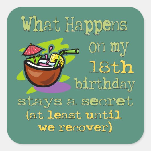 18e verjaardagsfeestgeschenken vierkante sticker (Voorkant)