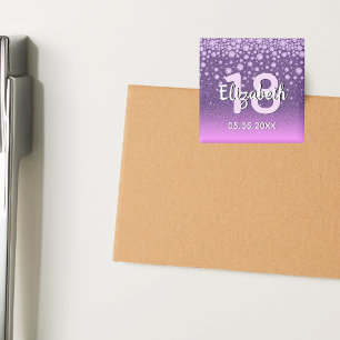 18e verjaardagsfeestje diamanten glitters paars ro magneet