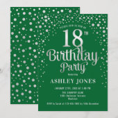 18e verjaardagsfeestje - Groen & Zilver Kaart (Voorkant / Achterkant)