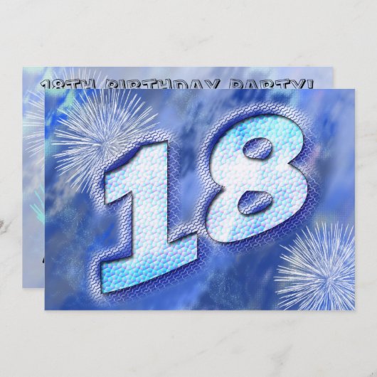 18e verjaardagsfeestuitnodiging kaart (Voorkant / Achterkant)