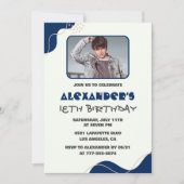 18e verjaardagsuitnodigingen Mannen Navy Simple Ph Kaart (Voorkant)