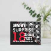 18e Verrassing Verjaardag Save the Date Diagonal W Aankondigingskaart (Staand voorkant)