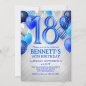 18ème Ado Boy Blue Invitation d'anniversaire (Devant)