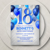 18ème Ado Boy Blue Invitation d'anniversaire