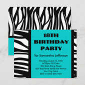 18ème Aqua Zebra Invitations (Devant / Derrière)