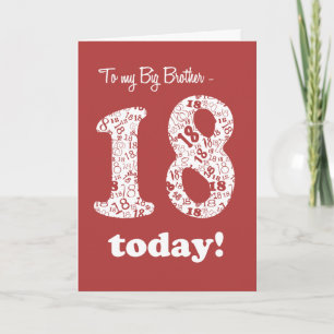 18ème carte d'anniversaire de rouge chic pour le