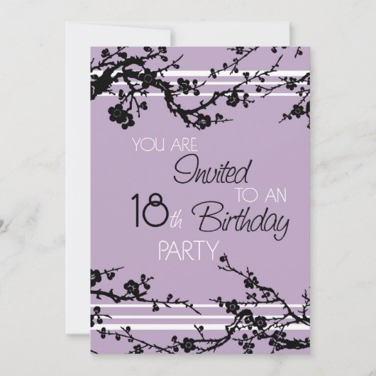 18ème carte d'invitation de fête d'anniversaire de (Devant)