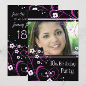 18ème Carte d'invitation de photo de fête (Devant / Derrière)