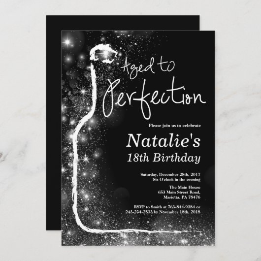 18ème Invitation Anniversaire du Vin. Âgé à la per (Devant / Derrière)