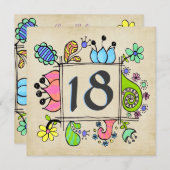 18ème Invitation colorée de fête d'anniversaire de (Devant / Derrière)
