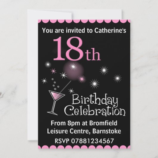 18ème Invitation de fête d'anniversaire (Devant)