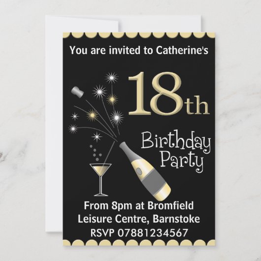 18ème Invitation de fête d'anniversaire (Devant)