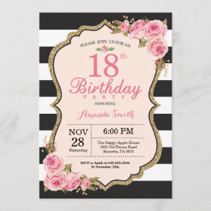 18ème invitation de fête d'anniversaire de