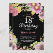 18ème invitation florale d'anniversaire pour des (Devant / Derrière)