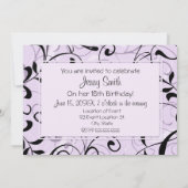 18èmes cartes florales pourpres d'invitation de (Dos)