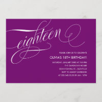 18èmes invitations d'anniversaire de pourpre