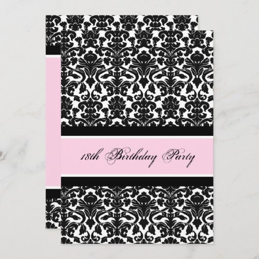 18èmes invitations de fête d'anniversaire de (Devant / Derrière)