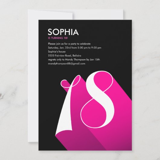 18èmes invitations de fête d'anniversaire de bruit (Devant)