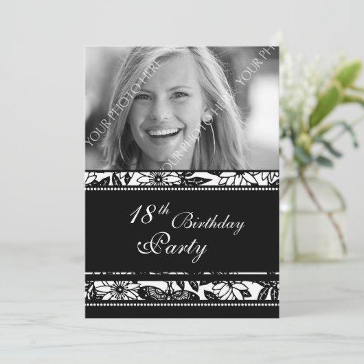 18èmes invitations de fête d'anniversaire de photo (Debout devant)