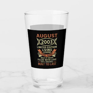 18th Birthday August Gift Vintage 2003 18 Years Glas