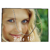 18th birthday custom foto hello 18 eighteen groot cadeauzakje (Achterkant)