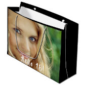 18th birthday custom foto hello 18 eighteen groot cadeauzakje (Voorkant Gekanteld)