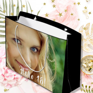18th birthday custom foto hello 18 eighteen groot cadeauzakje