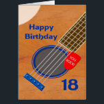 18th Birthday Guitar Player Birthday<br><div class="desc">18th Birthday card for someone who loves the guitar. A close-up of a guitar with a plectrum tucked into the strings. On the plectrum are the words 'You Rock'. A birthday card for a musician who loves the guitar.</div>