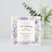 18th Birthday Invitation Elegant Purple Flowers (Debout devant)