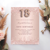 18th Birthday roos Gold glitter roze luxe Uitnodiging Briefkaart