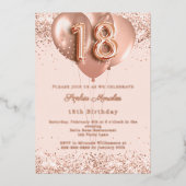 18th birthday rose gold balloons invitation (Recto)
