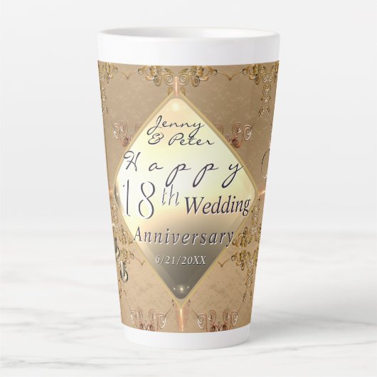 18th Cat's Eye Wedding Anniversary  Latte Mok (Voorkant)