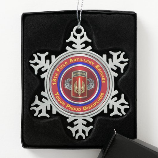 18th Field Artillery Brigade  Tin Sneeuwvlok Ornament (Kistje)