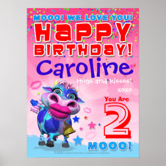 18x24-inch GiggleBellies Kissy Moo Birthday Poster