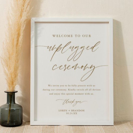 18x24-inch Gold Rustic Unplugged Wedding Ceremony  Poster