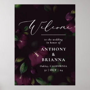 18x24 inch Moody Paarse Bruiloft welkom Poster