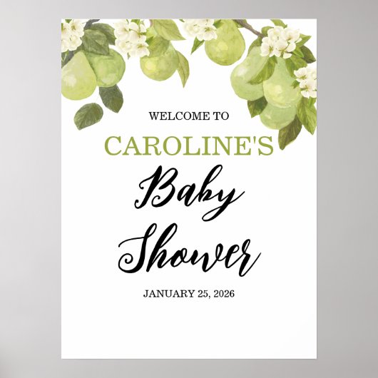 18x2-inch Sweet Little Pear Welcome Baby shower Po Poster (Voorkant)