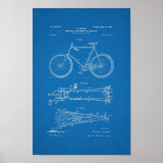1900 blauwdruk voor fietspatronen poster (Voorkant)