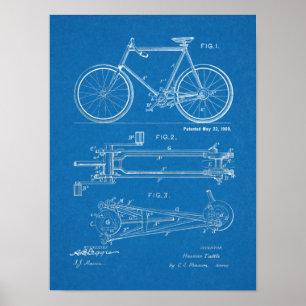 1900 Chainless Bicycle Design Patent Art Print